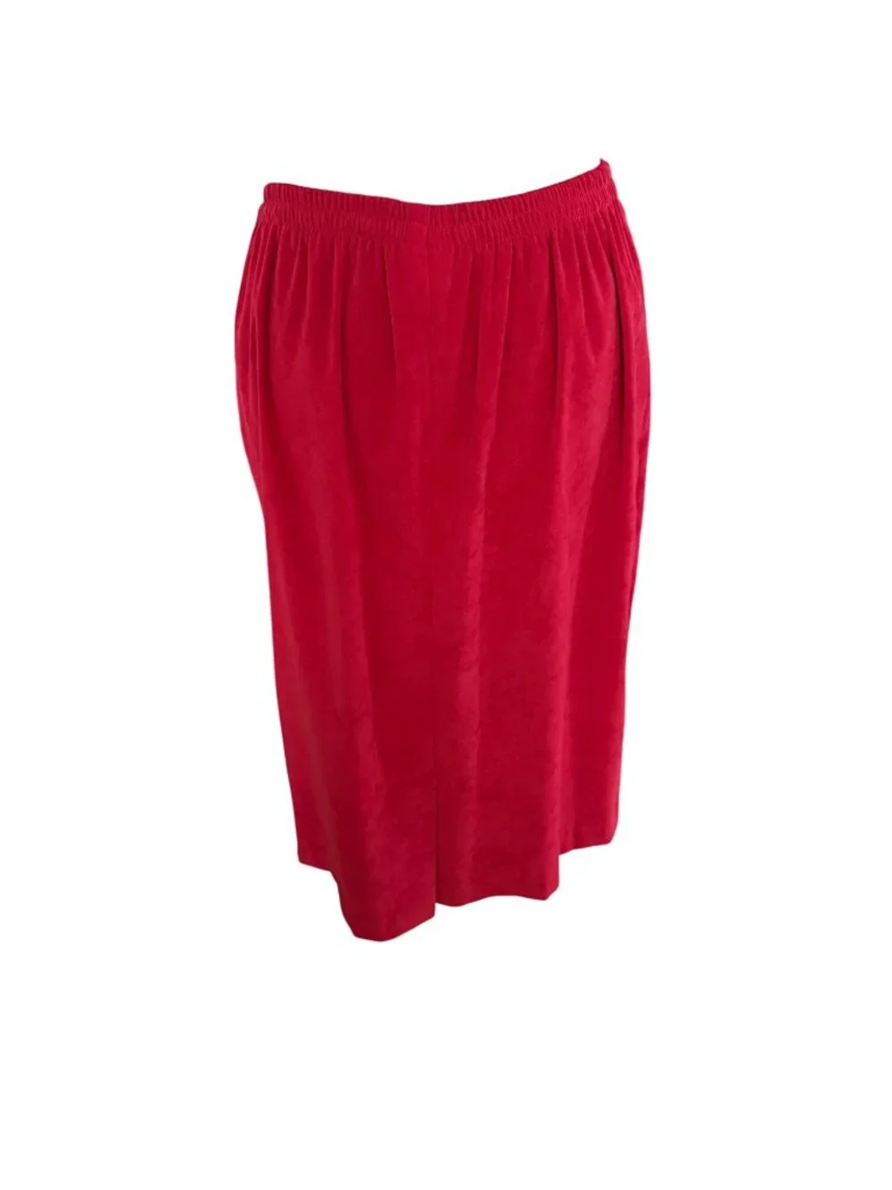 Leslie Fay Vintage Red Midi Skirt Size 14 Elastic Waist